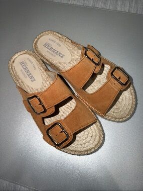Casa Hernanz Madrid Suede Double Buckle Espadrille Sandals Handmade Spain 37